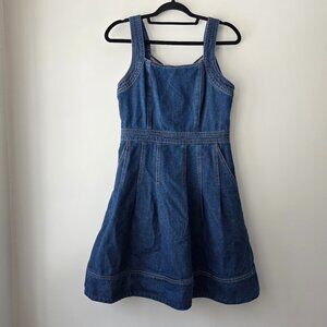JOIE A-line Denim Dress w/ Pockets | 6 | Pleats Sleeveless Jean Dress NWOT